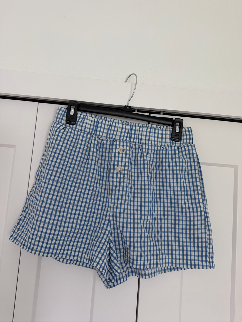 Happily Grey Blue Gingham Women's Shorts